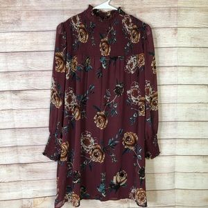 Ophelia Roe Floral Long Sleeve Mock Neck Dress‎ SzS